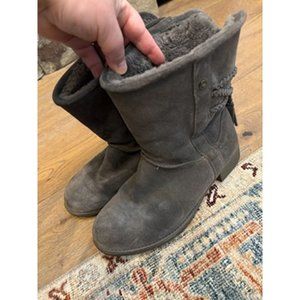 Abeo Baline Charcoal Suede Comfort Round Toe Block Heel Ankle Snow Boots Size 8